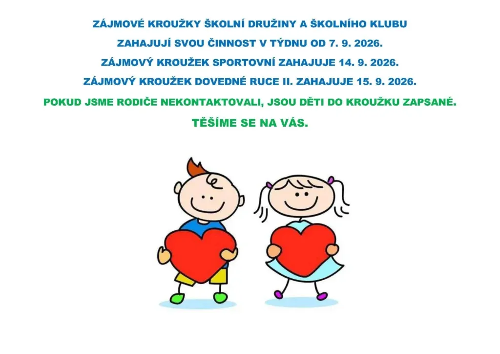 Zahájení zájmových kroužků školní družiny a školního klubu